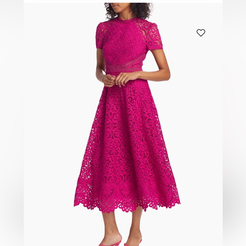 Monique Lhuillier Deep Pink Lace Dress